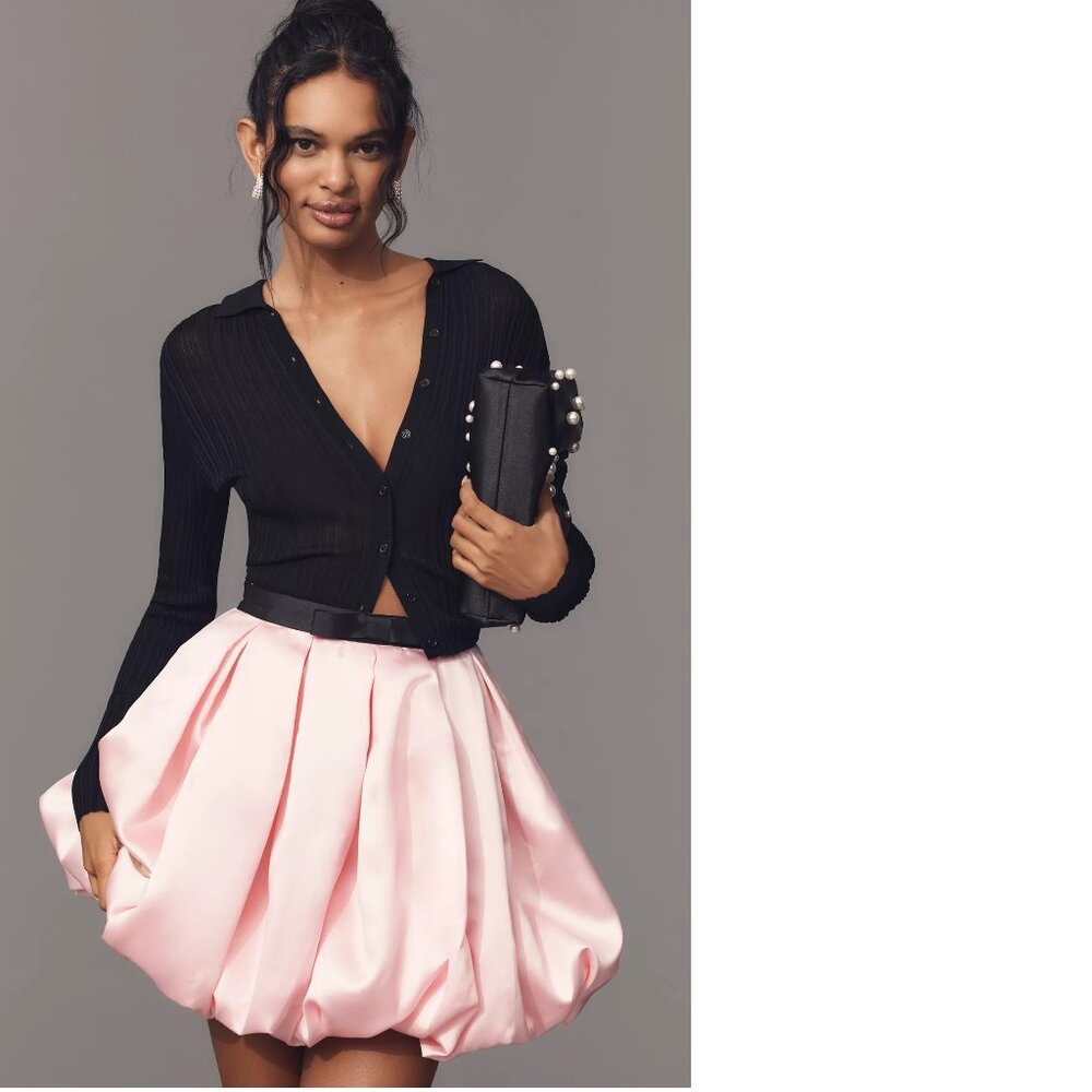 anthropologie Hutch Full Pleated Bubble Mini Skirt size 12 pink new with tag